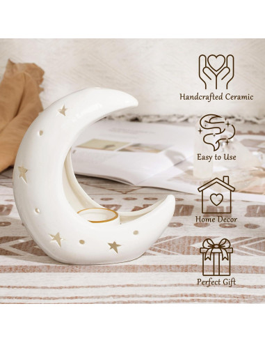 Soporte de Incienso Cerámica ZenBless Luna Blanca 4 en 1