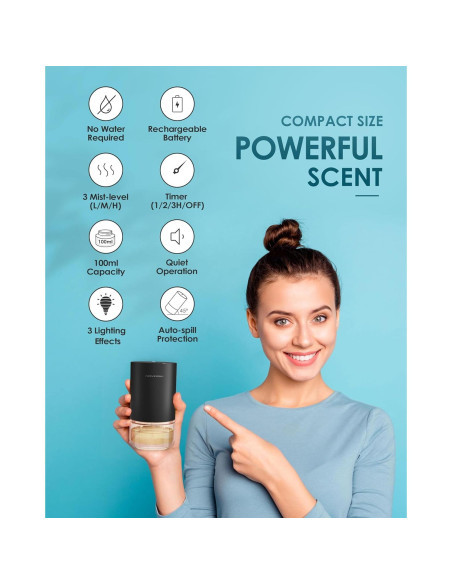 Difusor de Aceite Esencial Airversa AN9 100ml Portátil Negro Difusor de Aceite Esencial Airversa AN9 100ml Portátil Negro