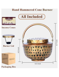 Quemador de Incienso de Cono AppyHut Cobre Martillado 20cm 2