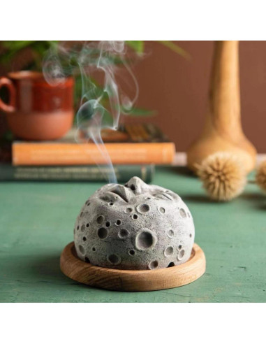Soporte para Incienso MYBOLE Cara de Luna con Base de Madera