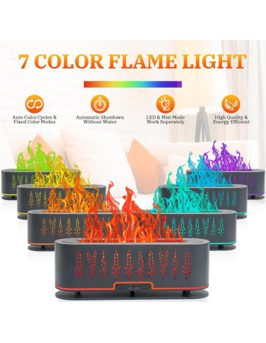 Difusor de Aceite Esencial Rivola 200ml con Llama LED y Temporizador