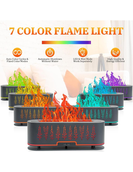 Difusor de Aceite Esencial Rivola 200ml con Llama LED y Temporizador