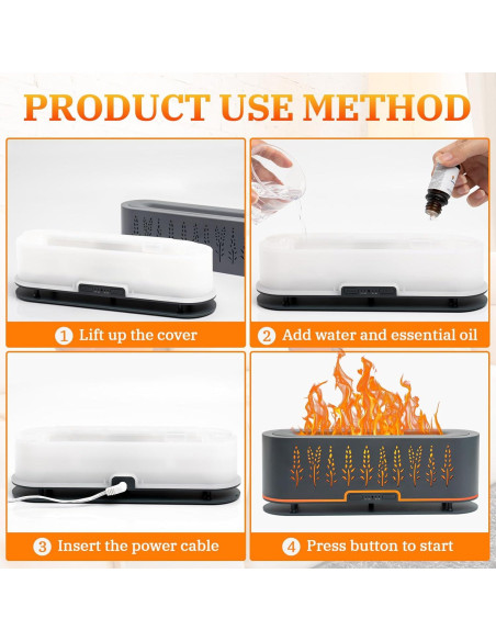 Difusor de Aceite Esencial Rivola 200ml con Llama LED y Temporizador