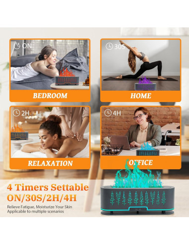 Difusor de Aceite Esencial Rivola 200ml con Llama LED y Temporizador