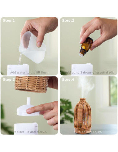 Difusor de Aceite Esencial Victoria Aroma 100ml Ratán LED 7 Colores