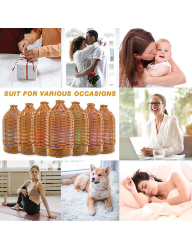 Difusor de Aceite Esencial Victoria Aroma 100ml Ratán LED 7 Colores