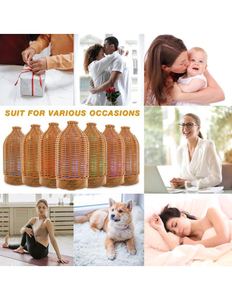 Difusor de Aceite Esencial Victoria Aroma 100ml Ratán LED 7 Colores