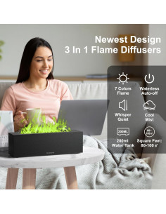 Difusor de Aroma Ultrasónico Lovaroma H3 Gris 200ml 7 Colores 2