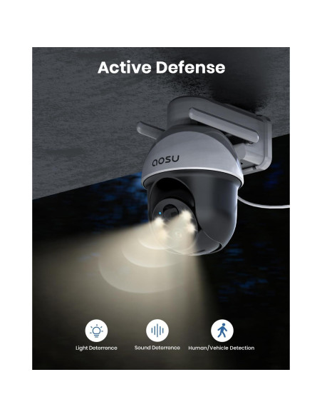Cámara de Seguridad Solar AOSU 5MP Inalámbrica para Exterior