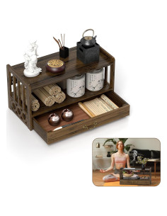 Mesa de Meditación IKARE de Bambú 52cm con Cajón