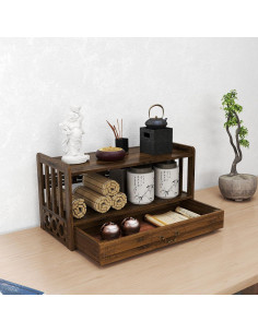 Mesa de Meditación IKARE de Bambú 52cm con Cajón 2