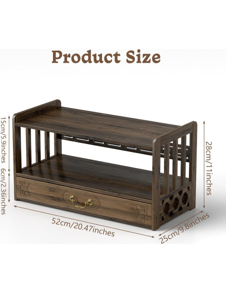 Mesa de Meditación IKARE de Bambú 52cm con Cajón