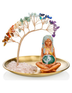Árbol de Cristales ZenBless 7 Chakras con Bandeja Dorada