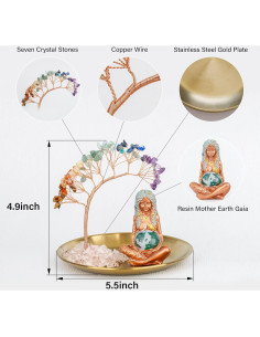 Árbol de Cristales ZenBless 7 Chakras con Bandeja Dorada 2