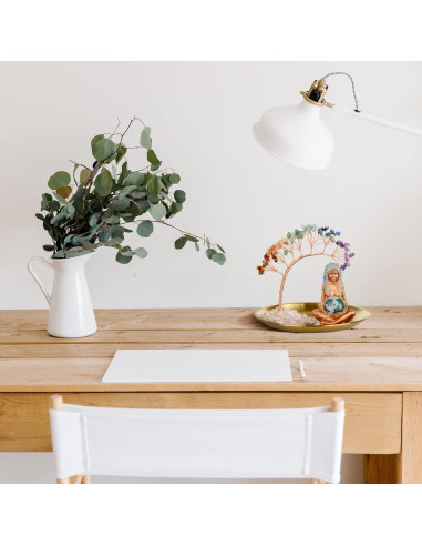 Árbol de Cristales ZenBless 7 Chakras con Bandeja Dorada