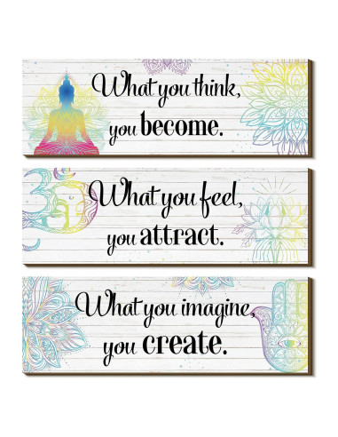 Set de 3 Decoraciones de Pared Buda Yerliker - 30x10 cm