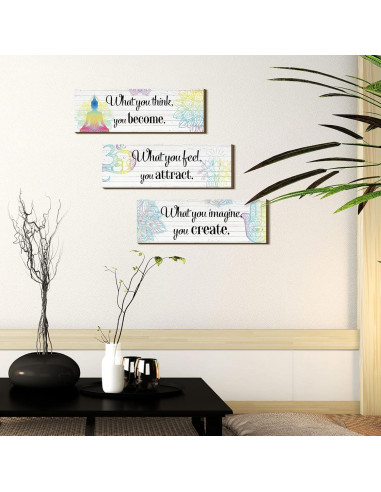 Set de 3 Decoraciones de Pared Buda Yerliker - 30x10 cm
