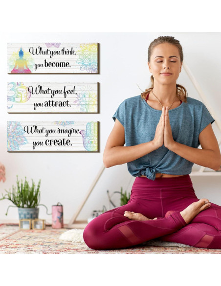 Set de 3 Decoraciones de Pared Buda Yerliker - 30x10 cm