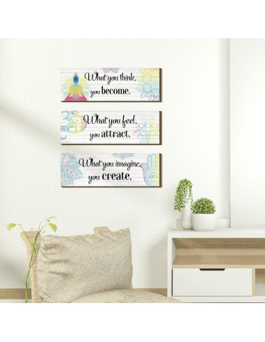 Set de 3 Decoraciones de Pared Buda Yerliker - 30x10 cm