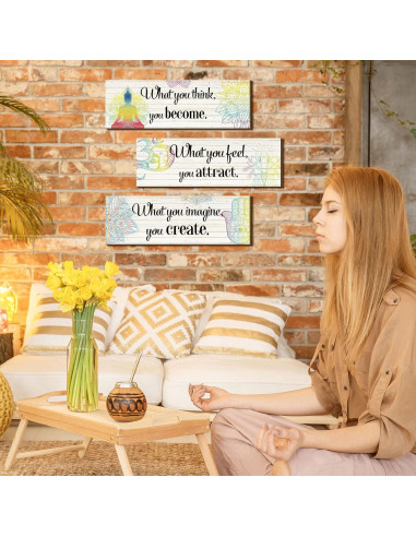 Set de 3 Decoraciones de Pared Buda Yerliker - 30x10 cm