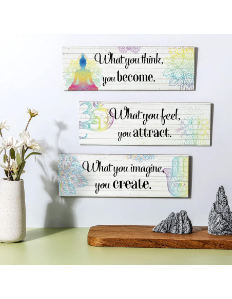 Set de 3 Decoraciones de Pared Buda Yerliker - 30x10 cm