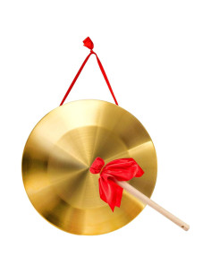 Gong Chino ZEAYEA 32 cm con Mazo y Cinta Roja