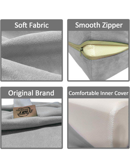 Almohada Bolster de Yoga NGT 65x25cm Espuma Lavable Gris