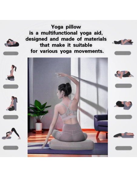 Almohada Bolster de Yoga NGT 65x25cm Espuma Lavable Gris