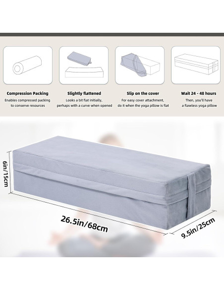 Almohada Bolster de Yoga GOFORIT 67.3x24.1x15.2cm Gris