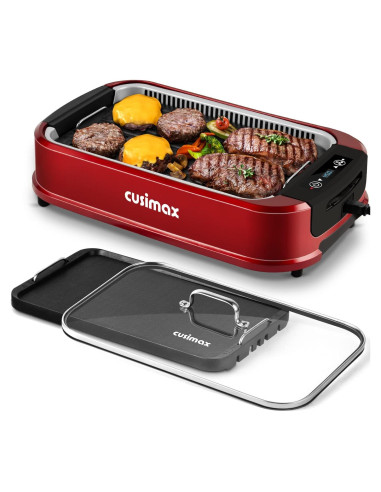 Parrilla Eléctrica CUSIMAX 1500W Sin Humo Interior Roja