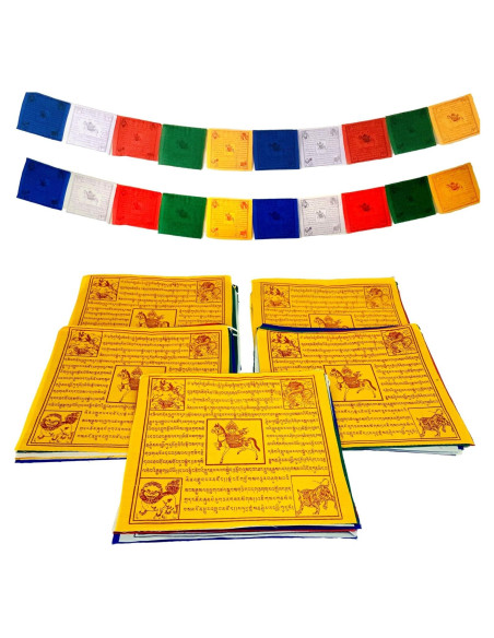 Banderas de Oración Tibetanas Healing Lama - 50 Banderas 16.5cm