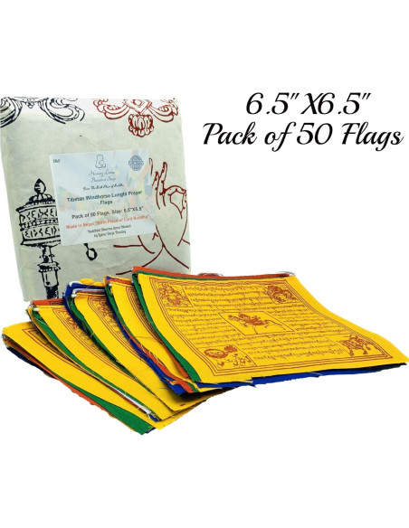 Banderas de Oración Tibetanas Healing Lama - 50 Banderas 16.5cm