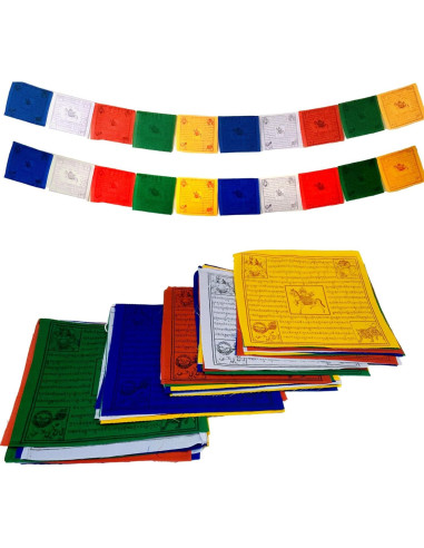Banderas de Oración Tibetanas Healing Lama - 50 Banderas 16.5cm