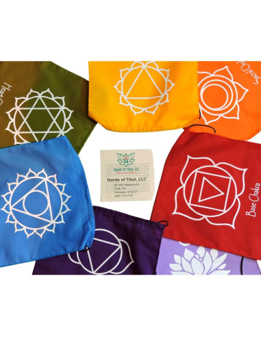 Banderas de Oración de Siete Chakras 22x30 cm - Bali