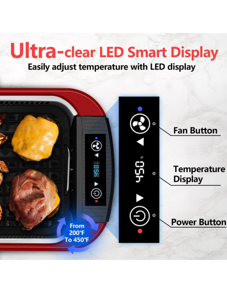Parrilla Eléctrica CUSIMAX 1500W Sin Humo Interior Roja