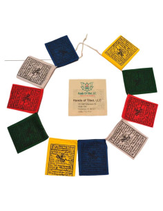 Juego de 10 Mini Banderas de Oración Tibetanas Hechas a Mano