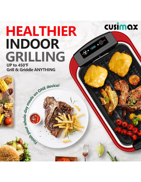 Parrilla Eléctrica CUSIMAX 1500W Sin Humo Interior Roja
