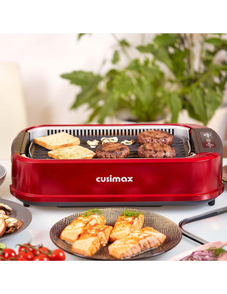 Parrilla Eléctrica CUSIMAX 1500W Sin Humo Interior Roja