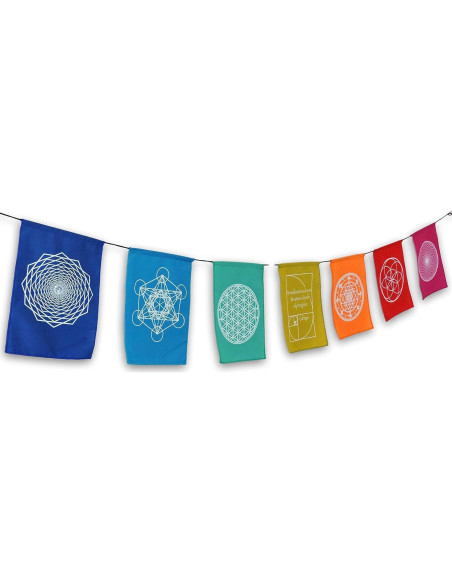 Banderas de Oración Arcoíris Geometría Sagrada 23x30 cm