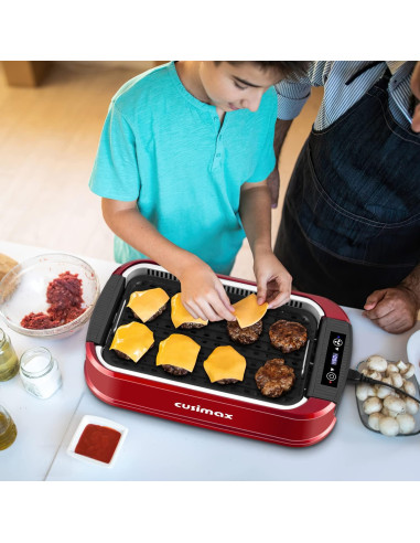 Parrilla Eléctrica CUSIMAX 1500W Sin Humo Interior Roja