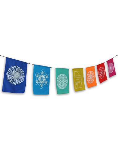 Banderas de Oración Arcoíris Geometría Sagrada 23x30 cm