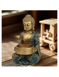 Portavelas Buda de Resina Dorada 8x8.5x14 cm Tolatr
