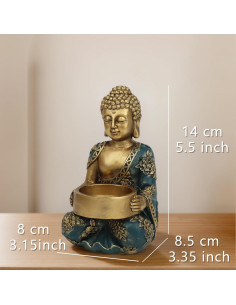 Portavelas Buda de Resina Dorada 8x8.5x14 cm Tolatr 2