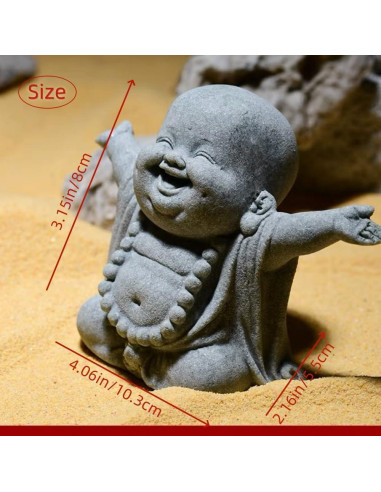 Estatua de Buda Zen de Arenisca 10.3x8x5.5cm para Meditación