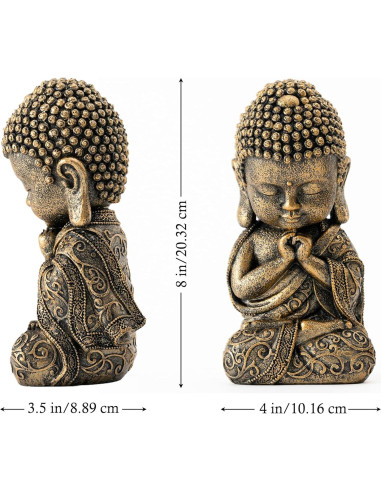 Estatua de Buda Bebé BOIHEGU 20 cm Dorada para Meditación