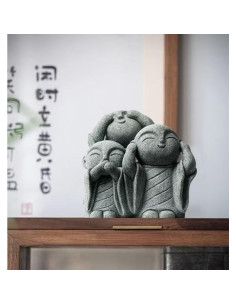 Estatua de Buda Monje Mini Verde Arenisca 19 cm Decoración Zen 2
