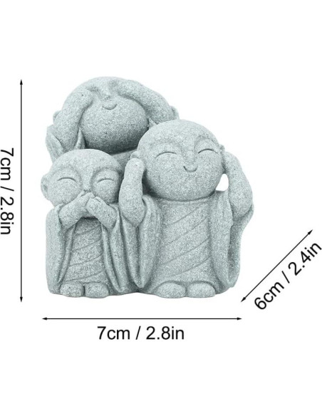 Estatua de Buda Monje Mini Verde Arenisca 19 cm Decoración Zen