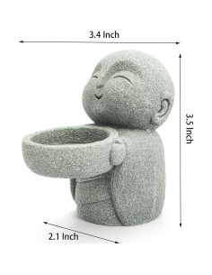 Estatuas de Buda Jizo Nicunom - 2 Piezas de Arenisca 8.6 cm 2
