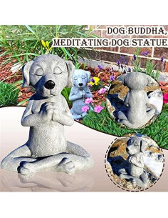 Estatua de Perro Meditador EatingBiting 9.3x8x12cm Resina Gris 2