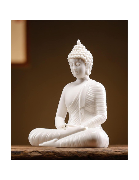Estatua de Buda de Cerámica Blanca 15.24 cm Qinlang